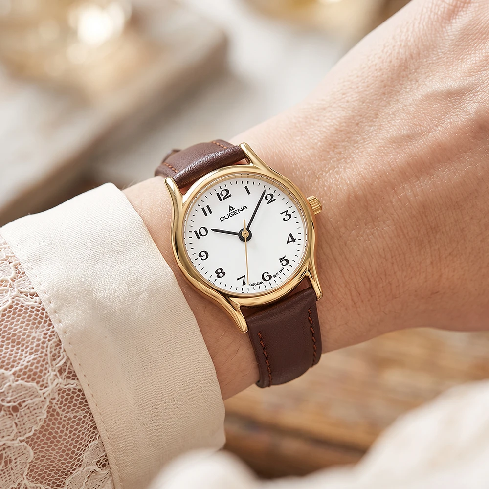 Vintage Weiß Gold Lederband Braun
