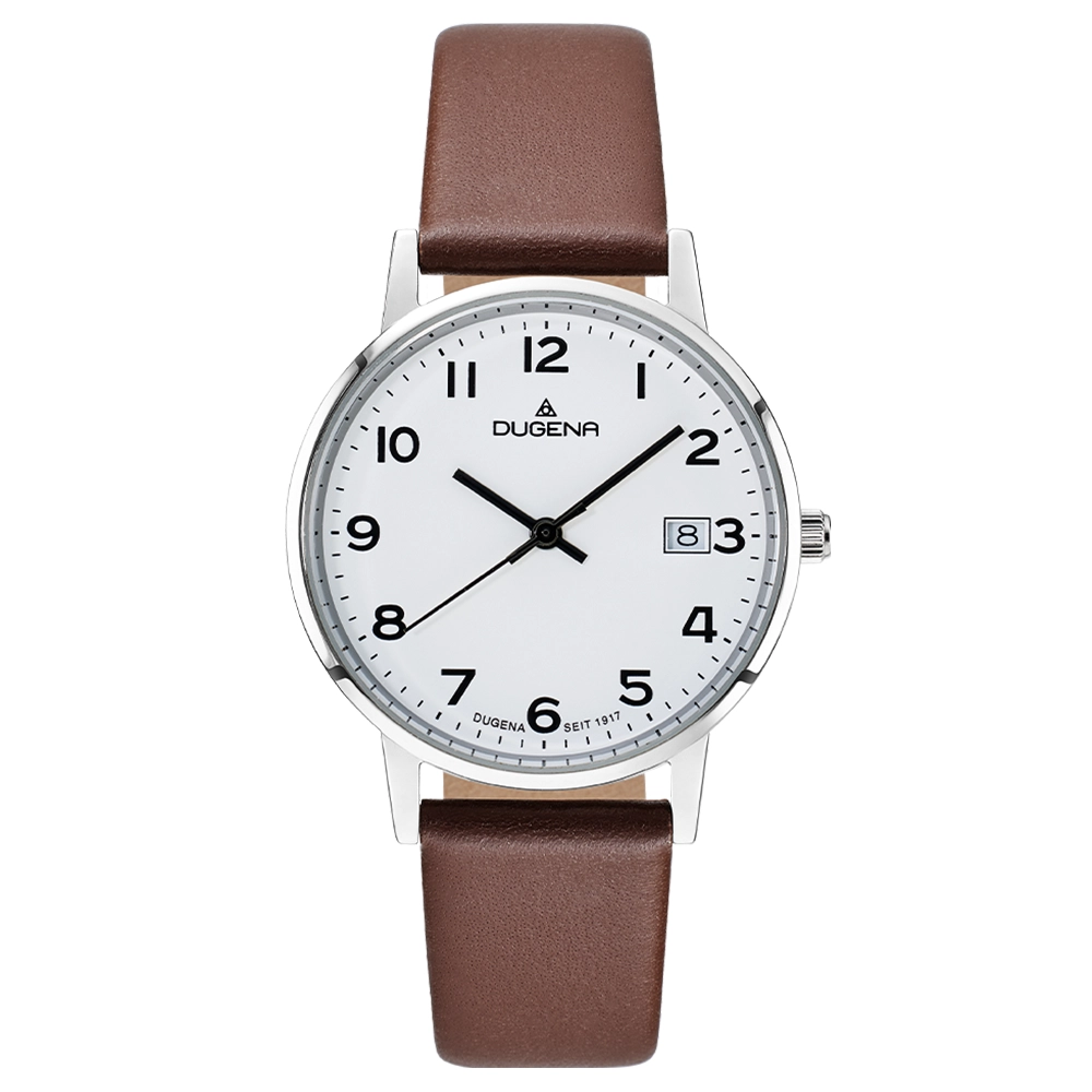 Moma Weiß Silber Lederband Braun