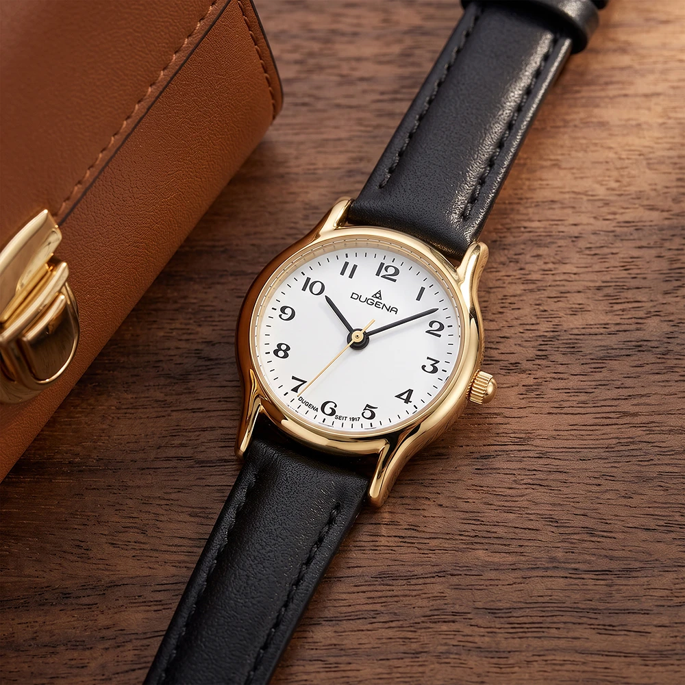Vintage Weiß Gold Lederband Schwarz