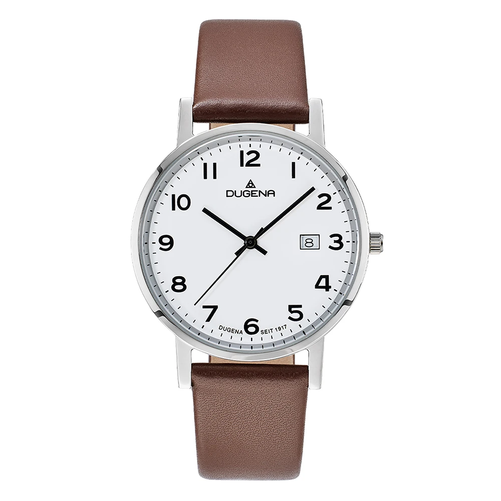 Moma Weiß Silber Lederband Braun