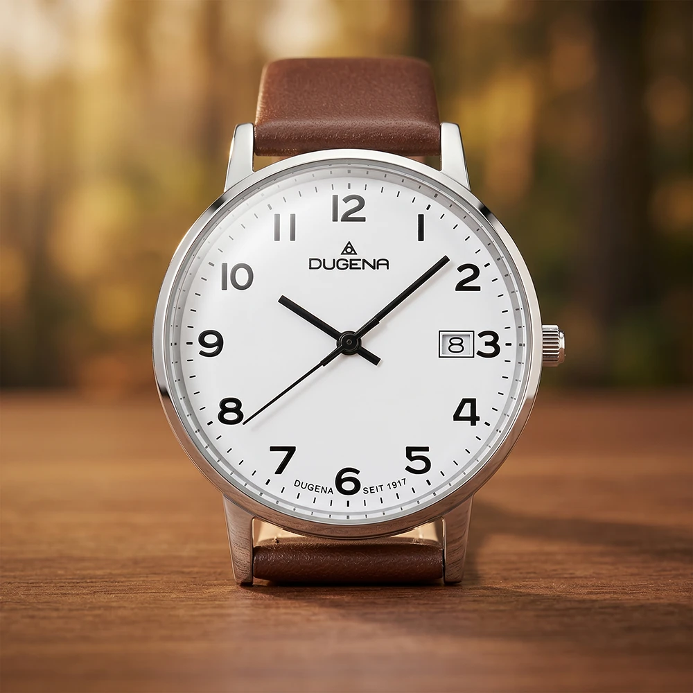 Moma Weiß Silber Lederband Braun