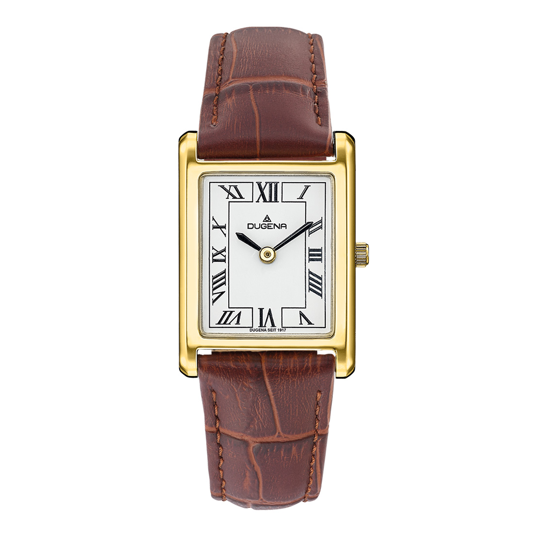 Quadra Classica Weiß Gold Lederband Braun