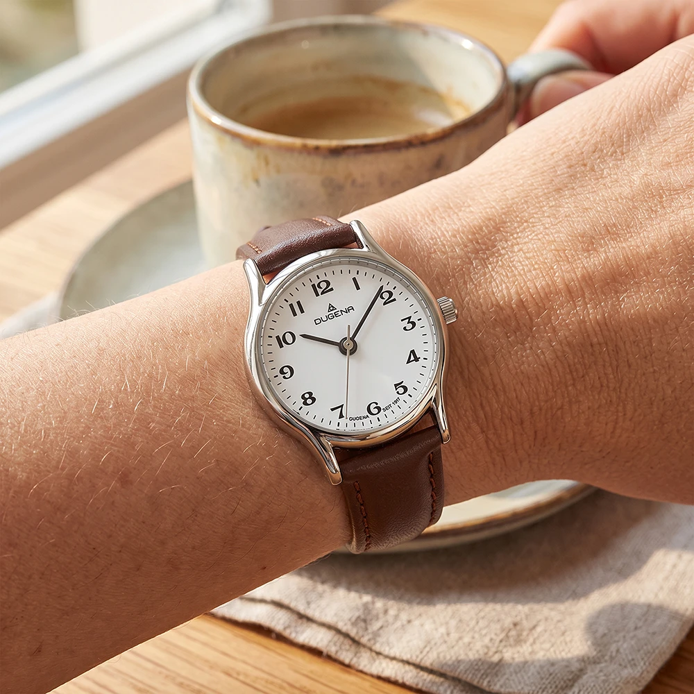Vintage Weiß Silber Lederband Braun