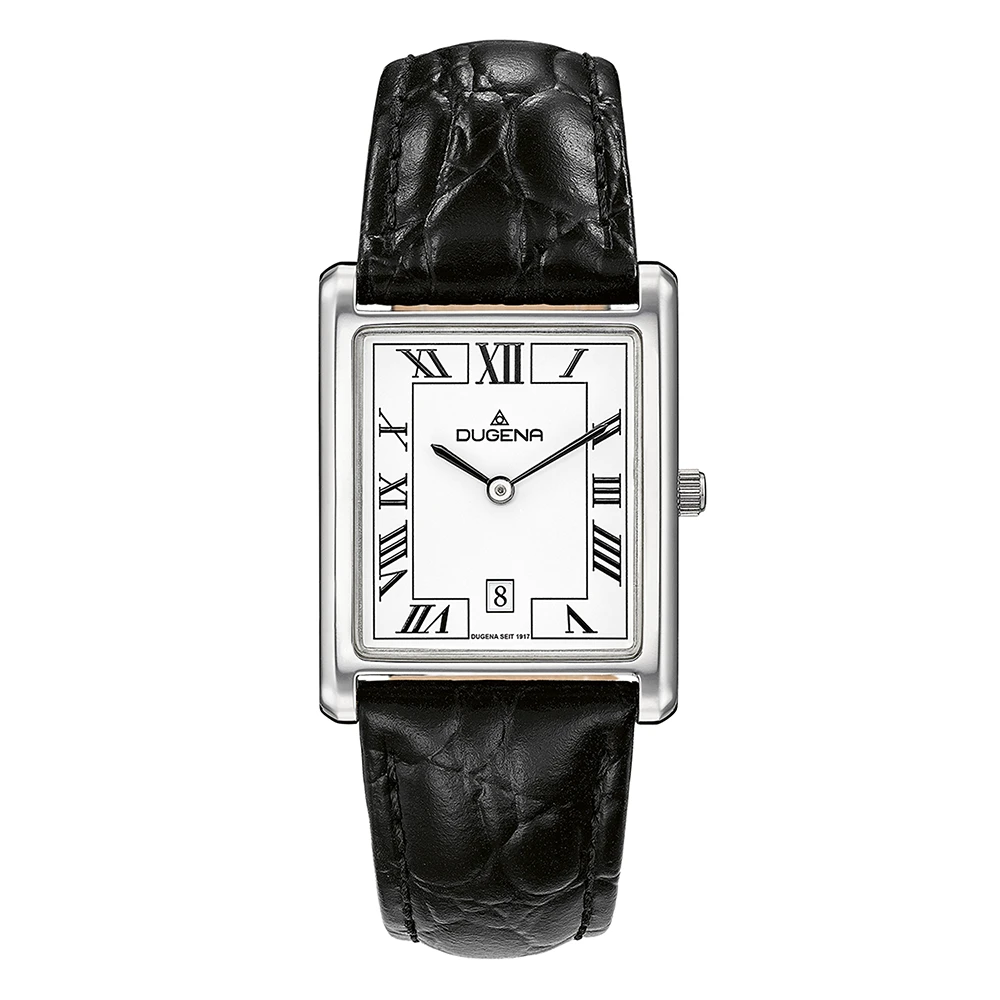 Quadra Classica Weiß Silber Lederband Schwarz