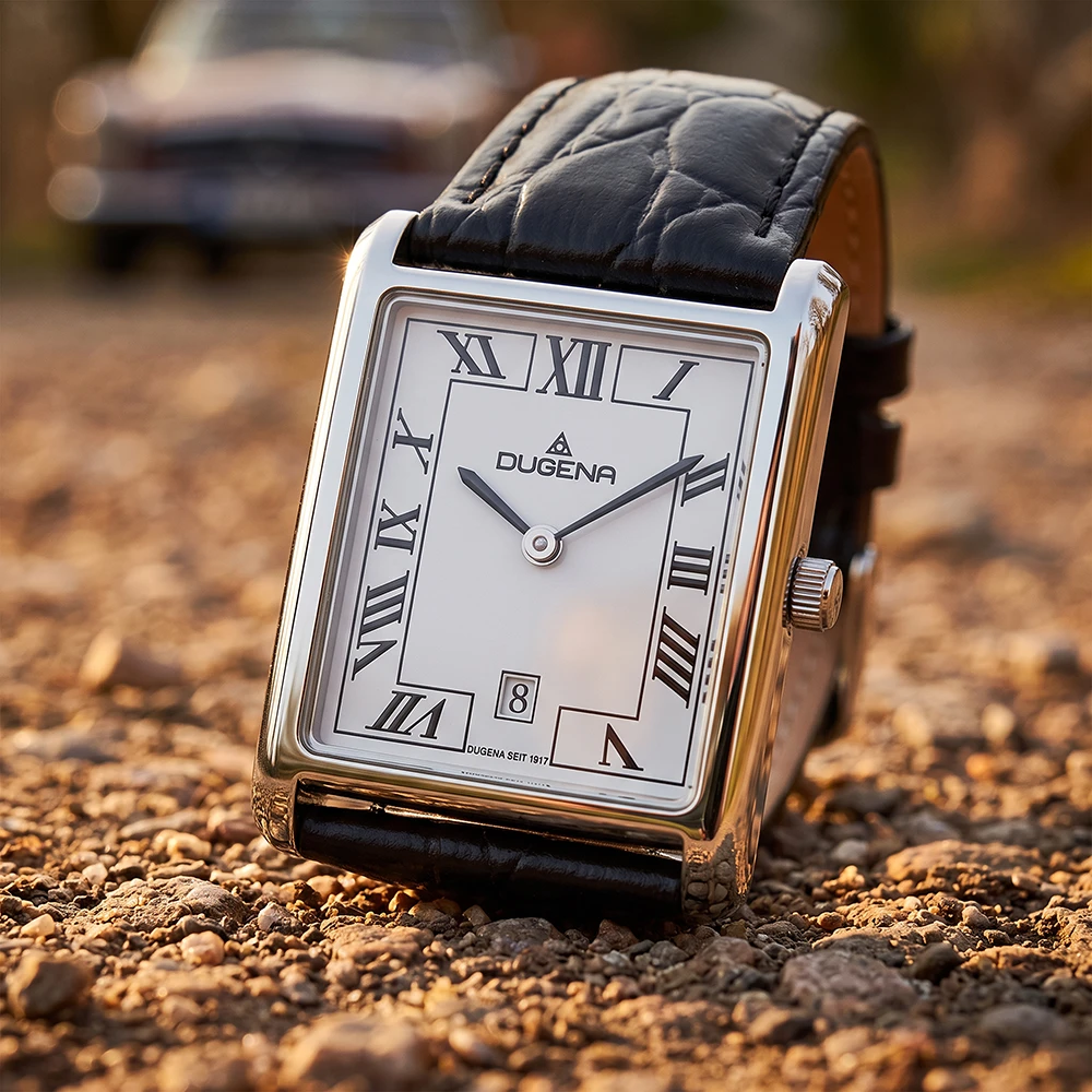 Quadra Classica Weiß Silber Lederband Schwarz