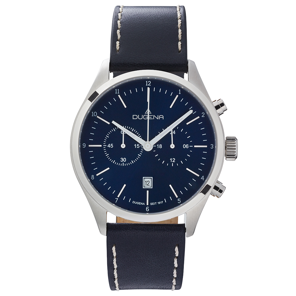 Dakar Chrono Blau Silber Lederband