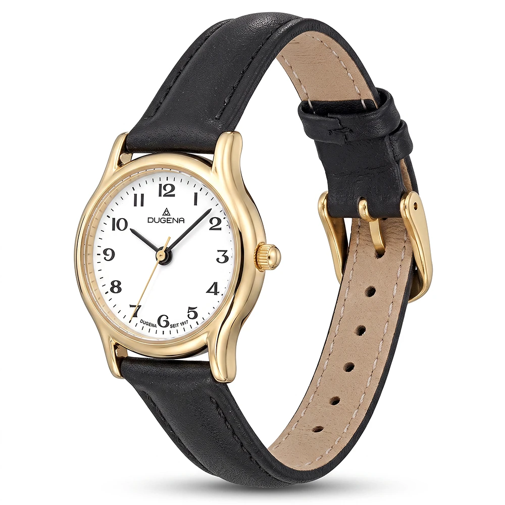 Vintage Weiß Gold Lederband Schwarz