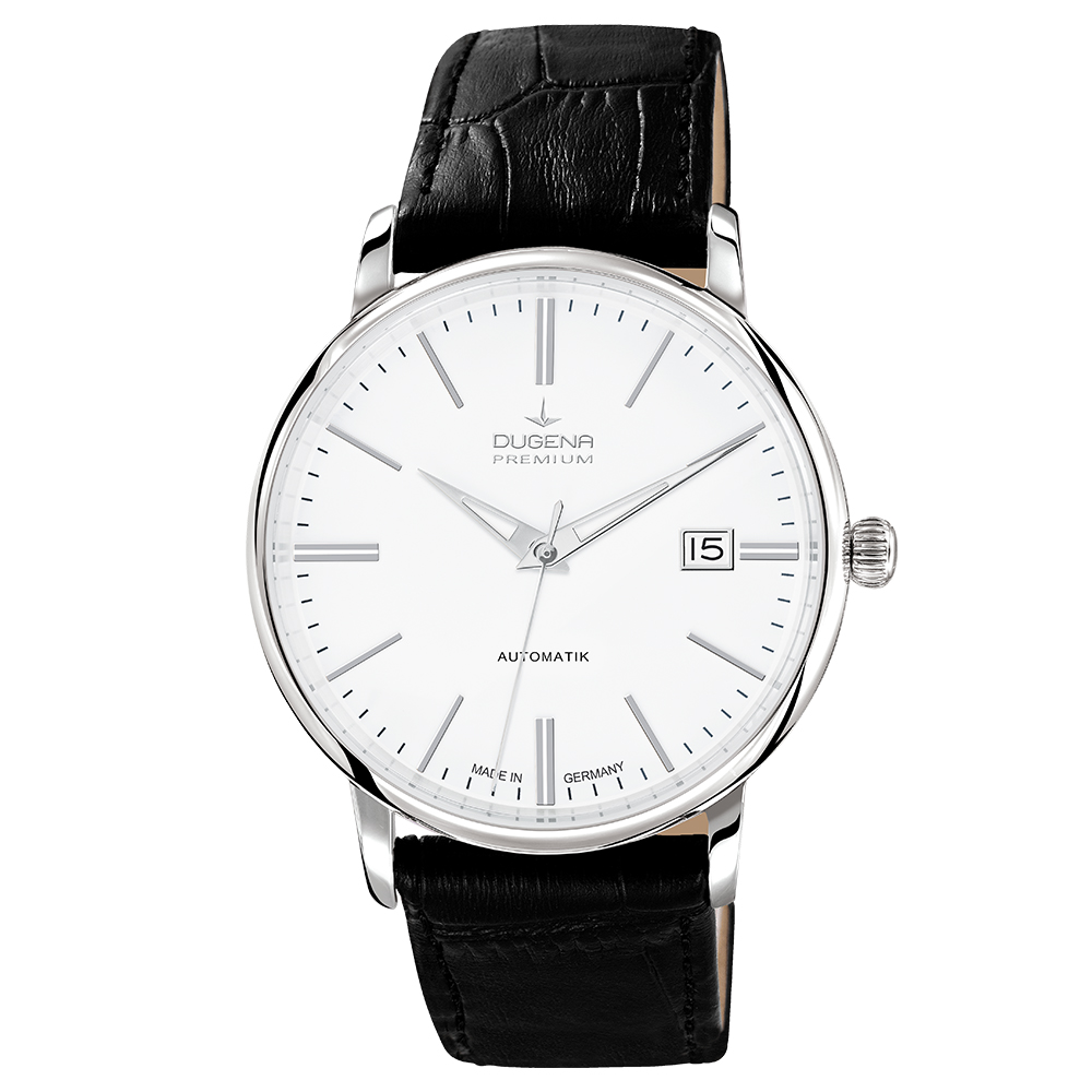 Festa Klassik Automatik Silber Lederband Schwarz