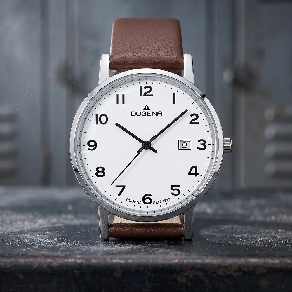 Moma Weiß Silber Lederband Braun
