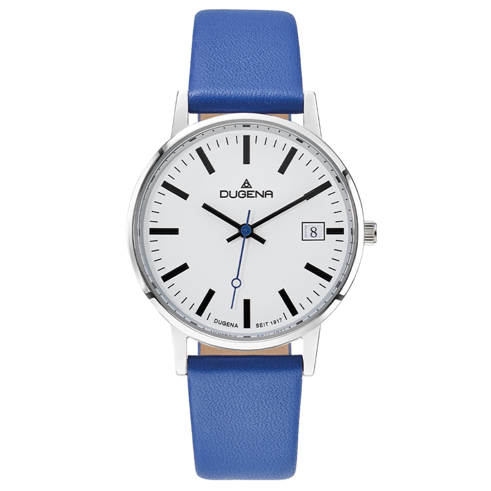 Moma Weiß Silber Lederband Blau
