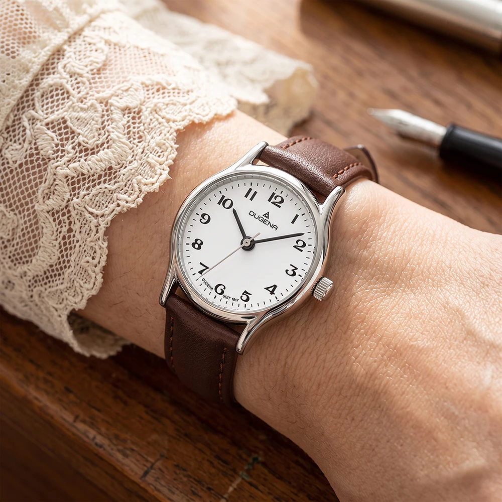 Vintage Weiß Silber Lederband Braun
