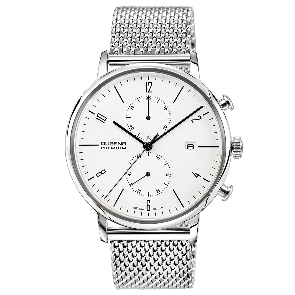 Dessau Chrono Altweiß Silber Milanaiseband