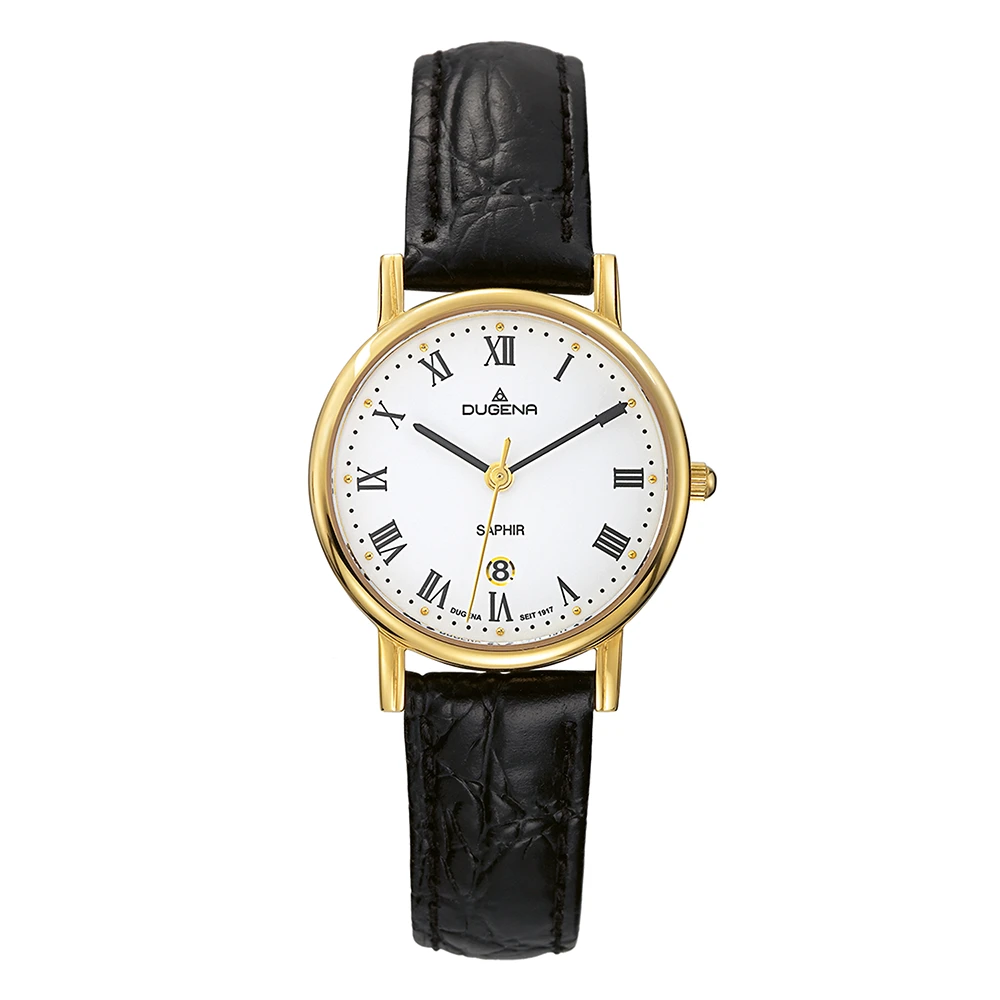 Zenit Weiß Gold Lederband Schwarz