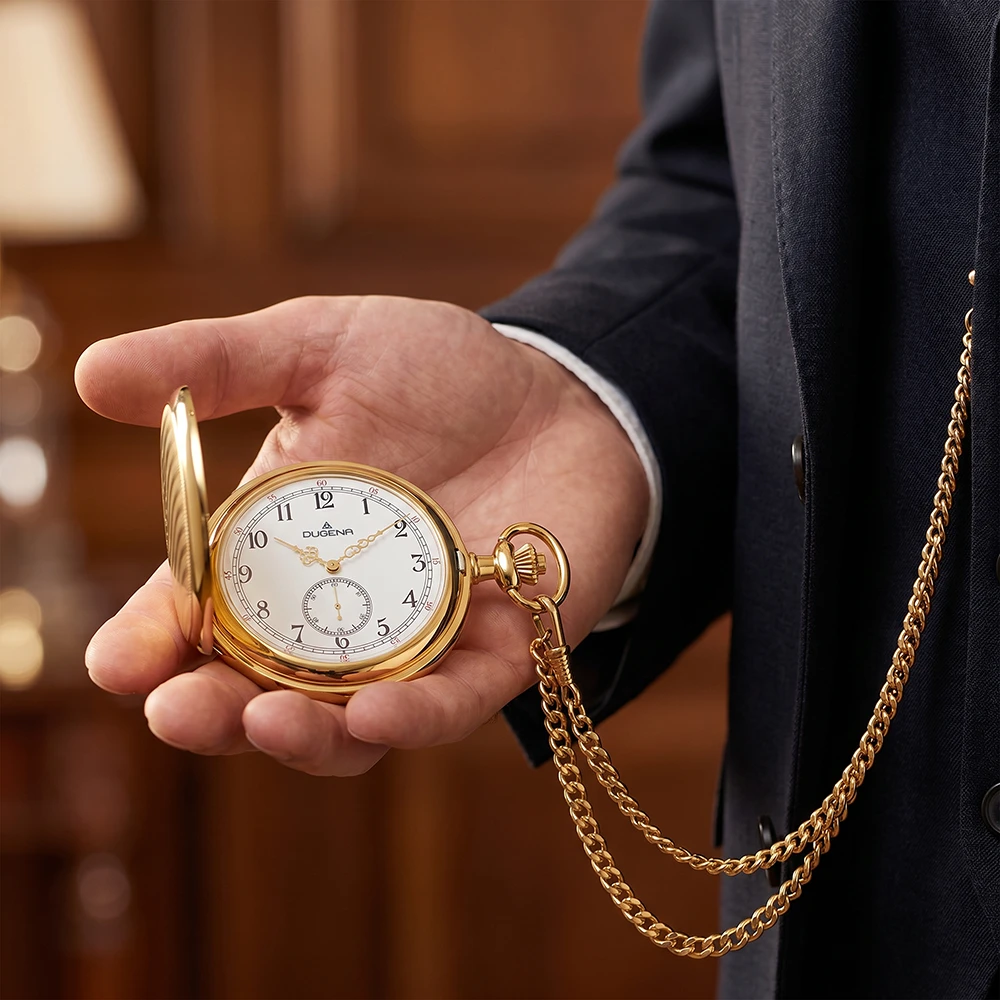 Savonette Taschenuhr Gold Weiß