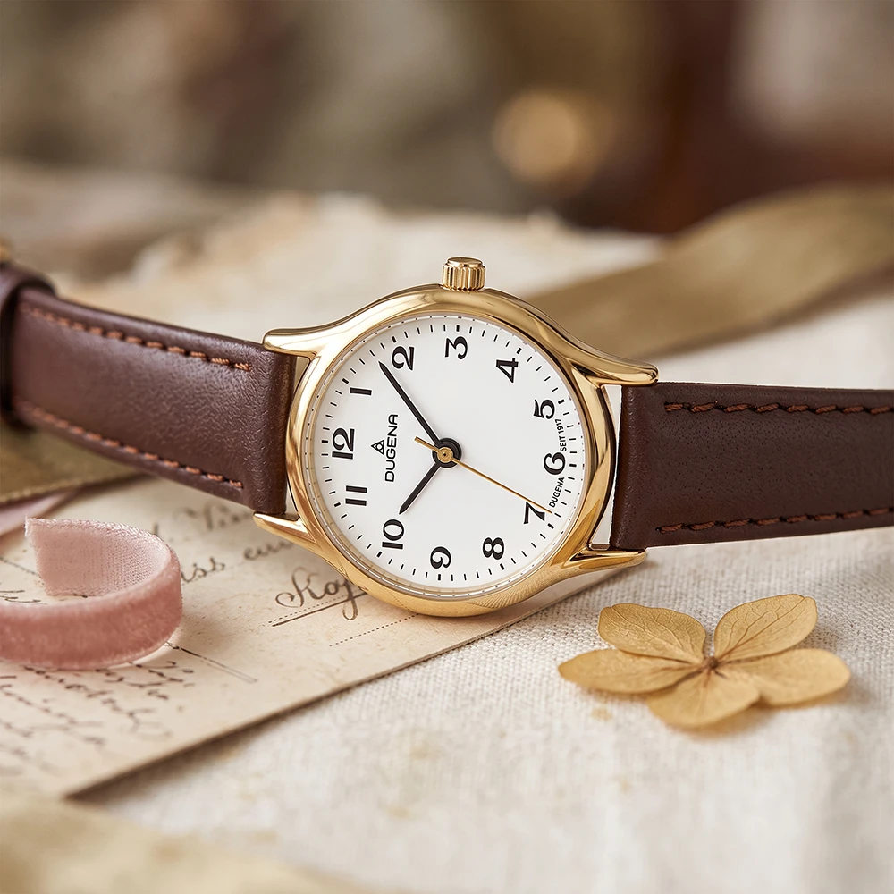 Vintage Weiß Gold Lederband Braun