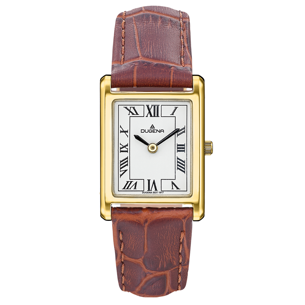Quadra Classica Weiß Gold Lederband Braun