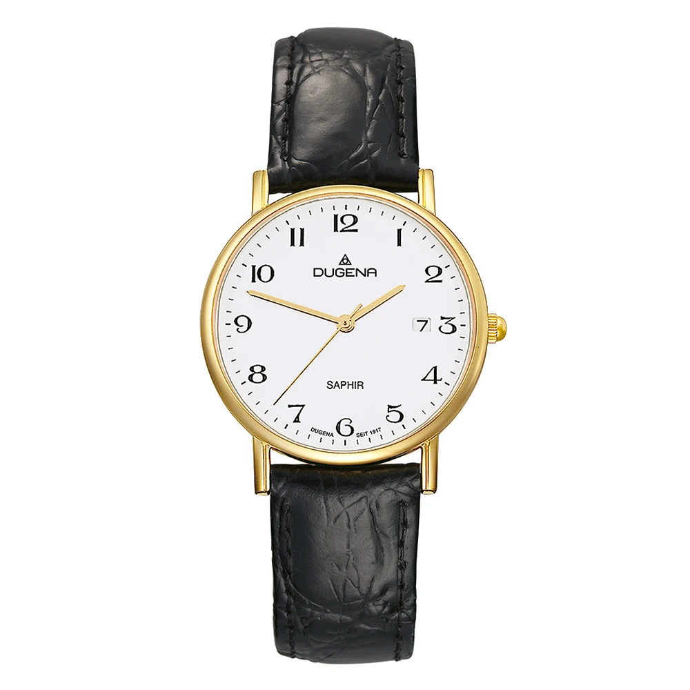 Zenit Weiß Gold Lederband Schwarz