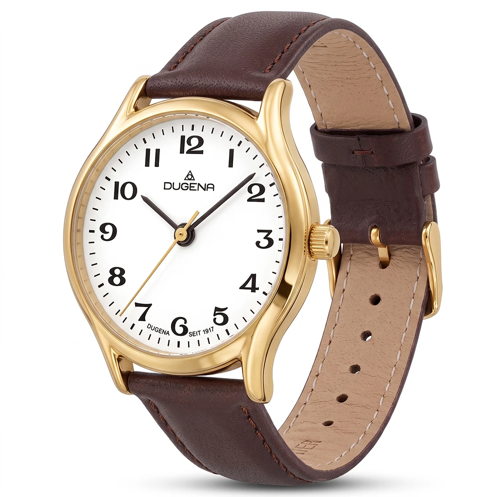 Vintage Weiß Gold Lederband Braun
