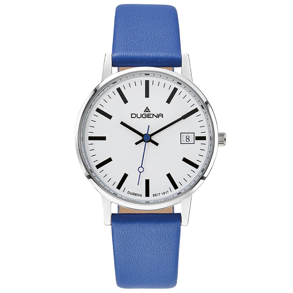 Moma Weiß Silber Lederband Blau