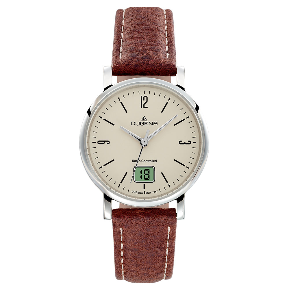 Mondo Funk Beige Silber Lederband Braun Mondo Funk Beige Silber Lederband Braun