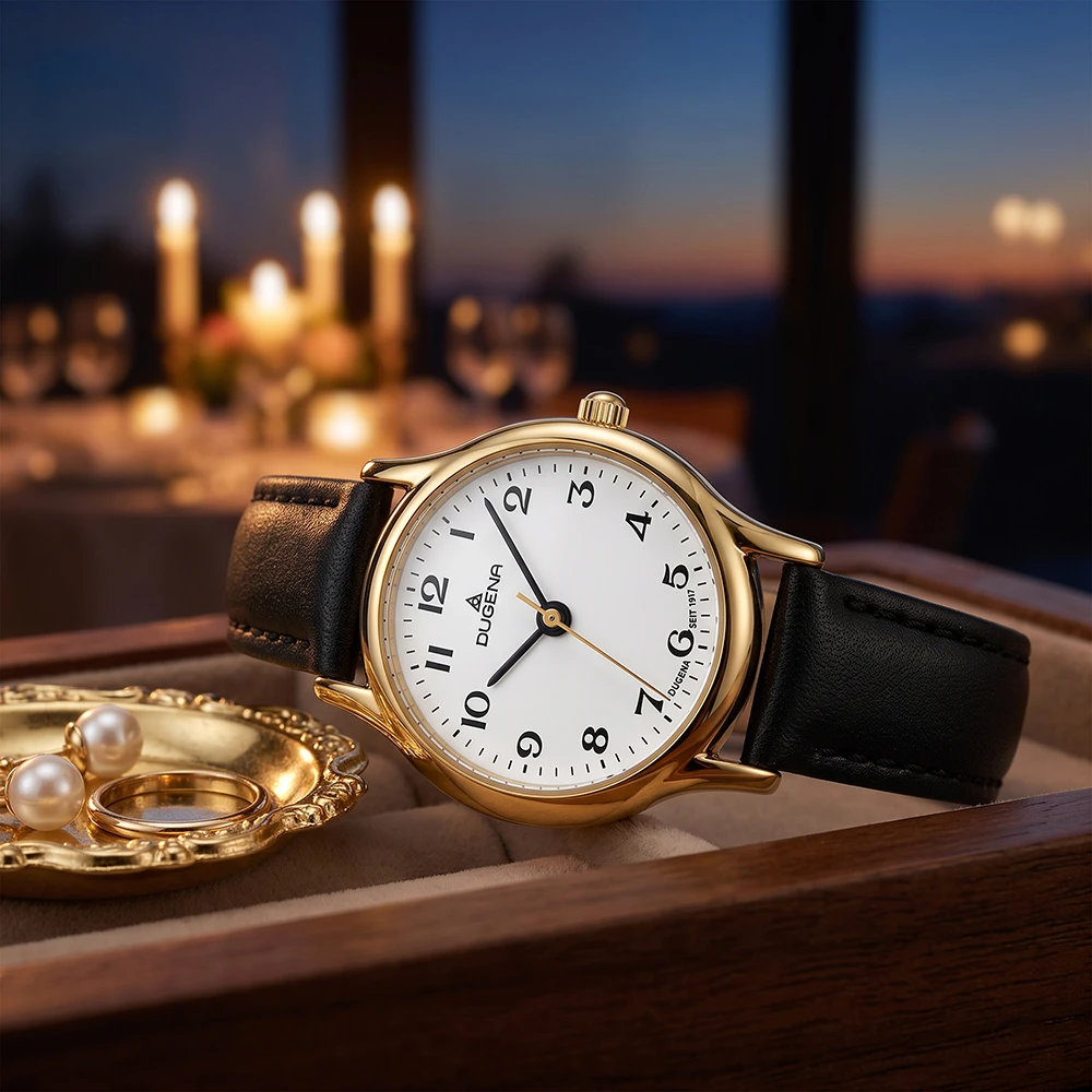 Vintage Weiß Gold Lederband Schwarz